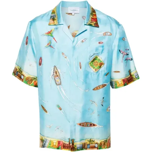 Short Sleeve Cuban Collar Shirt , male, Sizes: XL, 2XL - Casablanca - Modalova