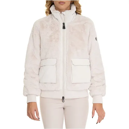 Bomberjacke mit Kunstpelz und Reißverschluss , Damen, Größe: S - Emporio Armani EA7 - Modalova