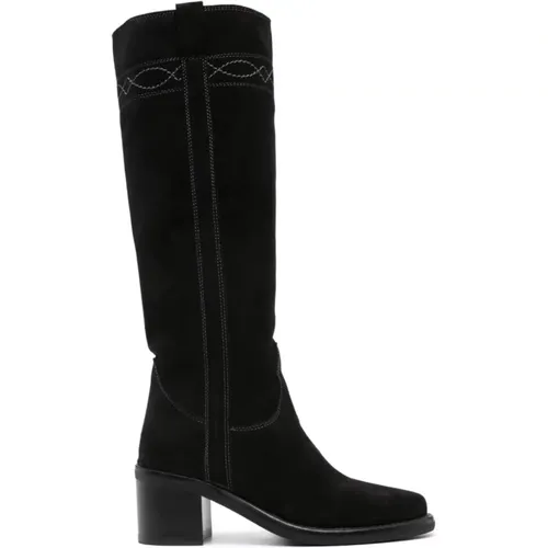 Schwarze Stiefel mit 6,5 cm Absatz , Damen, Größe: 38 EU - Ash - Modalova