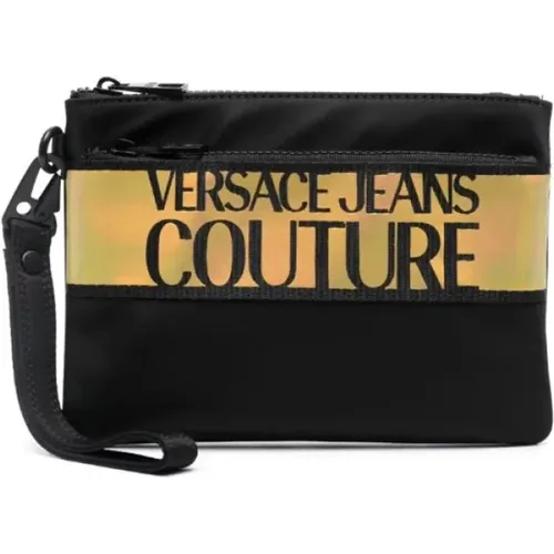 Logo Print Bag with Zip Closure , male, Sizes: ONE SIZE - Versace Jeans Couture - Modalova