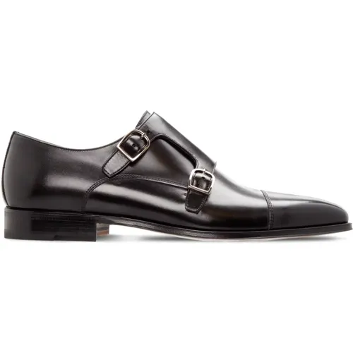 Schwarze Double Monk Schuhe aus Kalbsleder - Moreschi - Modalova