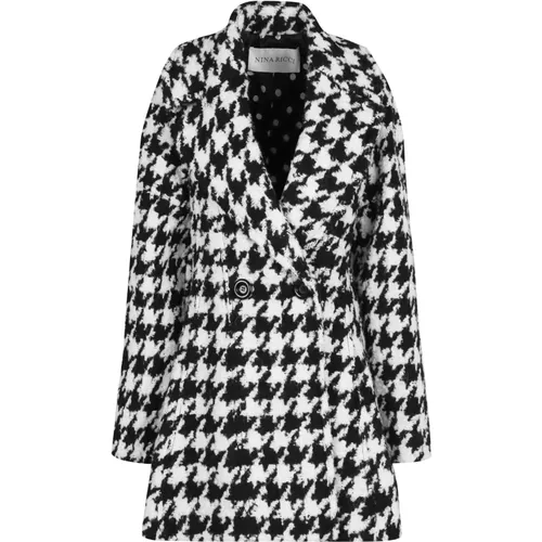 Houndstooth Doppelreihiger Mantel,Oversize Revers Wollmantel - Nina Ricci - Modalova