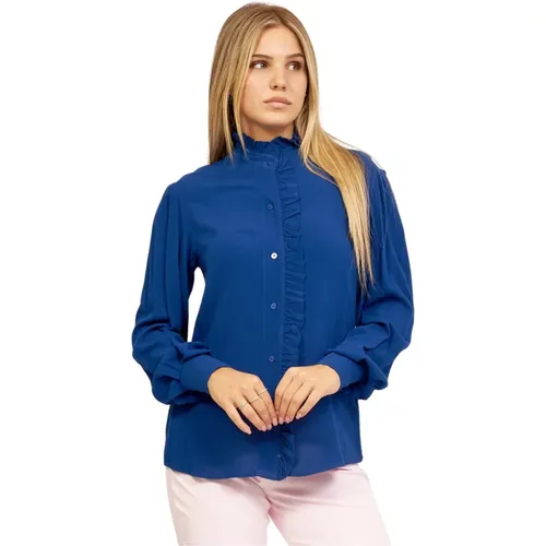 Ruffled Mandarin Collar Shirt , female, Sizes: S, XL - Silvian Heach - Modalova
