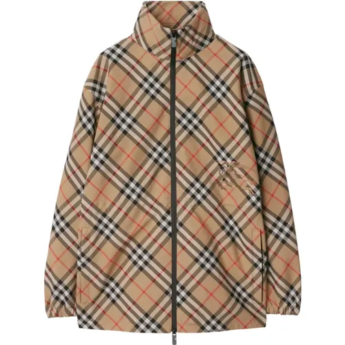 Checkered Light Jacket with Hood , female, Sizes: M, L, S - Burberry - Modalova