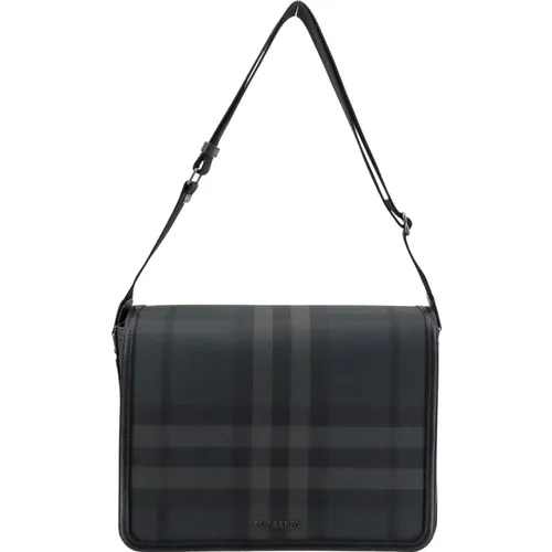 Grey Shoulder Bag with Flap and Magnetic Closure , male, Sizes: ONE SIZE - Burberry - Modalova