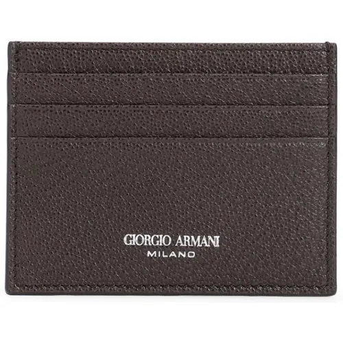 Leather Credit Card Holder , male, Sizes: ONE SIZE - Giorgio Armani - Modalova