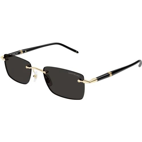 Meisterstück Sunglasses Black Gold Blue , male, Sizes: 54 MM - Montblanc - Modalova