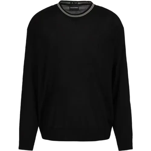 Dunkelblauer Rundhalsausschnitt Pullover , Herren, Größe: 2XL - Armani - Modalova