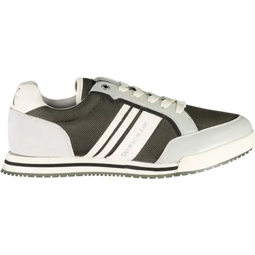 Grüner Polyester Sneaker mit Schnürsenkeln , Herren, Größe: 42 EU - Calvin Klein - Modalova