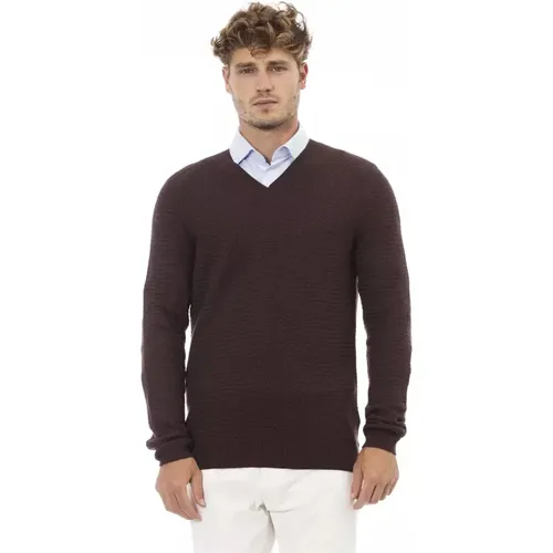 Merino Wool V-Neck Sweater , male, Sizes: L - Alpha Studio - Modalova