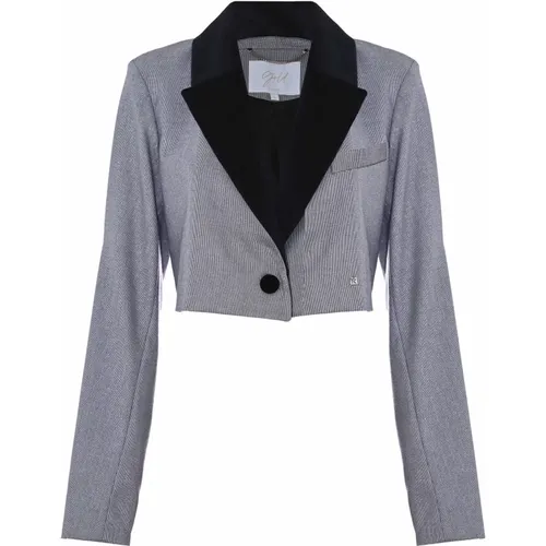 Elegante Kurze Jacke aus Glänzendem Stoff , Damen, Größe: XL - Kocca - Modalova
