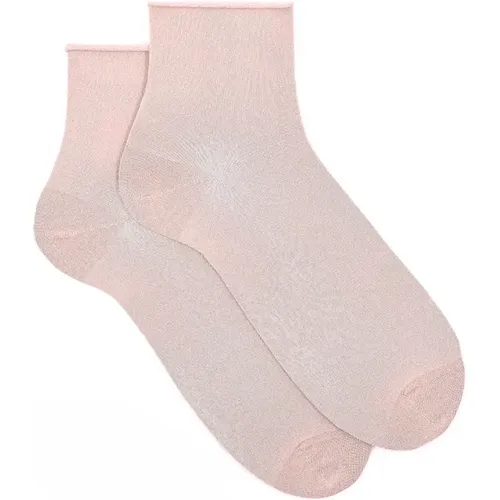 Damen superkurze einfarbige rosa Glitzersocken - Gallo - Modalova