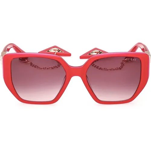 Geometric Sunglasses with Charms , female, Sizes: 55 MM - Guess - Modalova