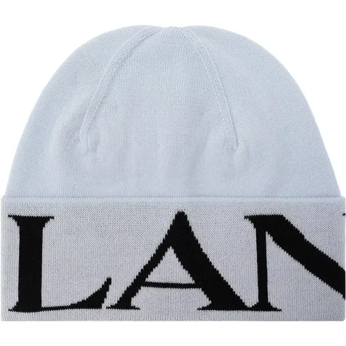 Blaue Wollmütze mit Logo-Detail - Lanvin - Modalova