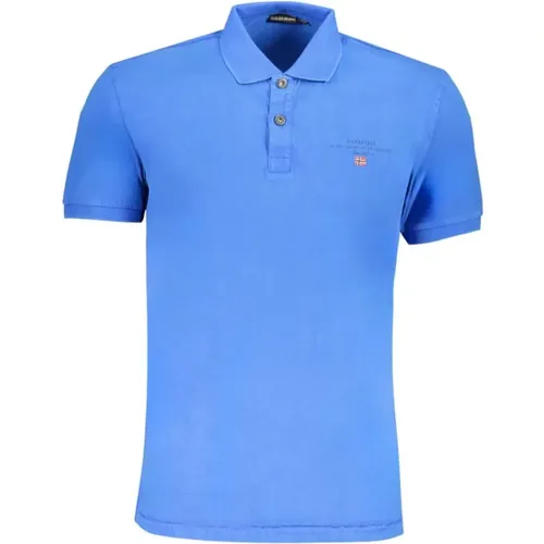 Blaues Baumwoll-Poloshirt mit Logo - Napapijri - Modalova