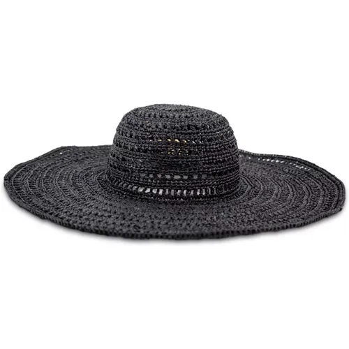 Woven Raffia Flat Brim Hat , female, Sizes: ONE SIZE - Ibeliv - Modalova