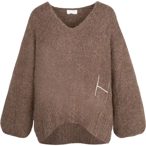 Hést, Oversized V-Ausschnitt Sweater , Damen, Größe: M - HÉST - Modalova