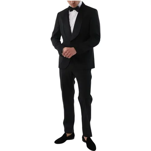 Single-Breasted Smoking Suit with Satin Lapels , male, Sizes: L, 3XL, M - Paoloni - Modalova