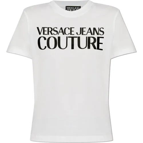 T-Shirt mit Logo , Damen, Größe: S - Versace Jeans Couture - Modalova