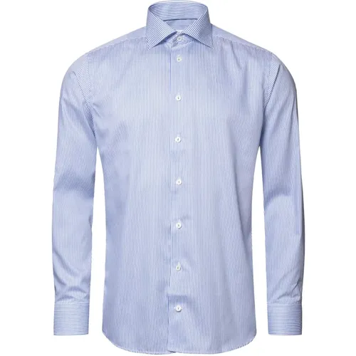 Blau & Weiß Gestreiftes Slim Fit Hemd , Herren, Größe: M - Eton - Modalova