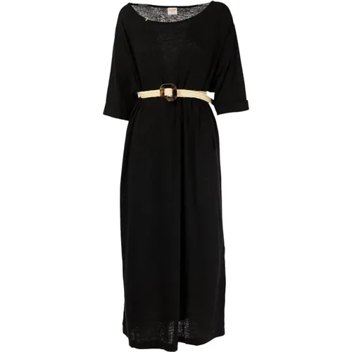 Long dress linen belt summer , female, Sizes: S, L, M - Sun68 - Modalova