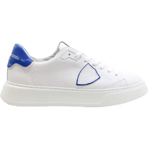 Weiße und Blaue Temple Sneakers , Herren, Größe: 40 EU - Philippe Model - Modalova