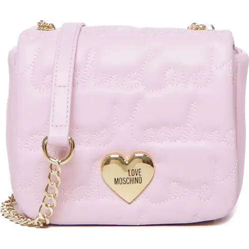 Rosa Ecoleder Schultertasche Klappenverschluss - Love Moschino - Modalova