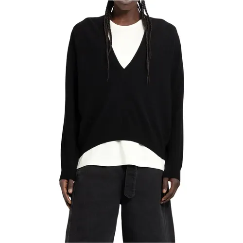 Schwarzer Pullover mit tiefem V-Ausschnitt , Herren, Größe: M - Lemaire - Modalova
