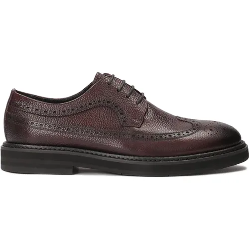 Maroon Brogue Halbschuhe aus echtem Leder , Herren, Größe: 40 EU - Kazar - Modalova