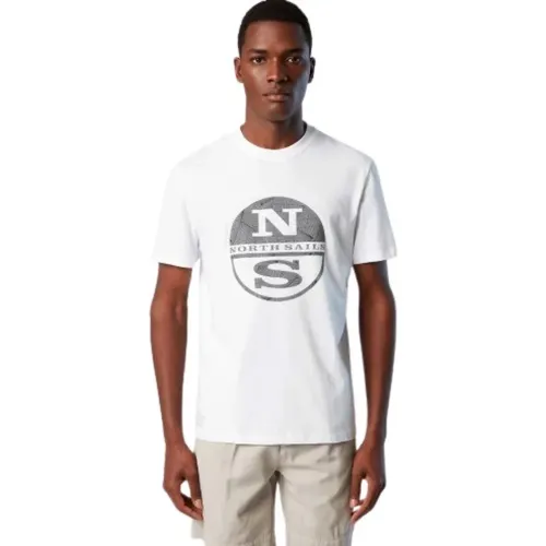 Herren T-Shirt aus Bio-Baumwolle mit reflektierendem Druck , Herren, Größe: 2XL - North Sails - Modalova