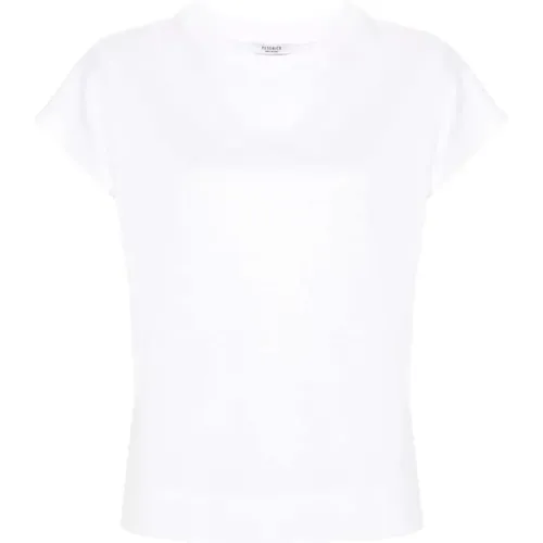 Baumwoll-T-Shirt mit Cap-Ärmeln , Damen, Größe: L - PESERICO - Modalova