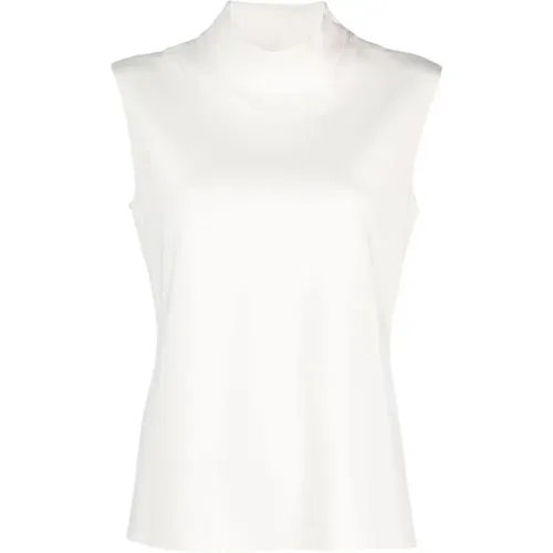 Ivory Stretch Jersey Rollkragen Ärmelloses T-Shirt , Damen, Größe: XS - Theory - Modalova