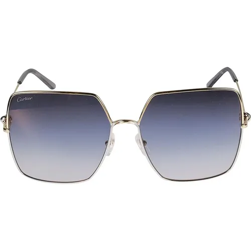 Gold and Grey Ct0361S Sunglasses , unisex, Sizes: 61 MM - Cartier - Modalova
