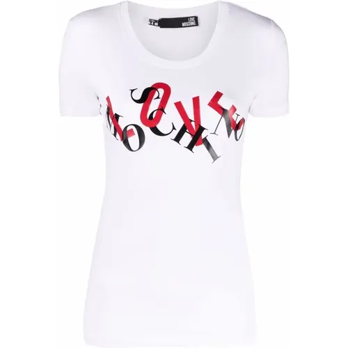 Logo-Print Cotton-Blend T-Shirt , female, Sizes: L - Love Moschino - Modalova