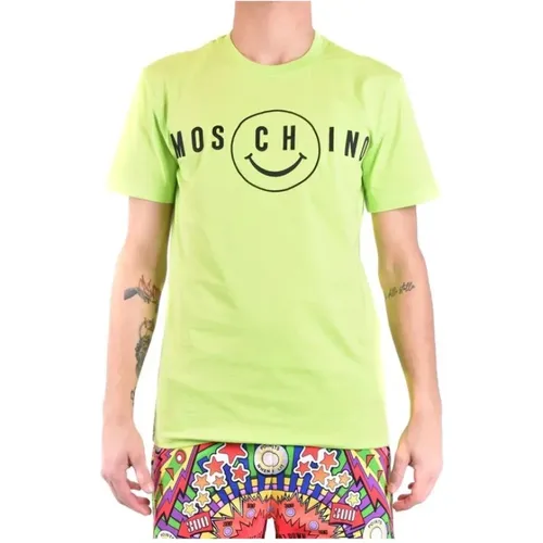 Logo Smile Cotton T-Shirt , male, Sizes: XL - Moschino - Modalova