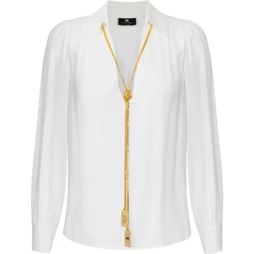 Blouse with Necklace Appliqué , female, Sizes: XL, XS, M, S, 2XL, L - Elisabetta Franchi - Modalova