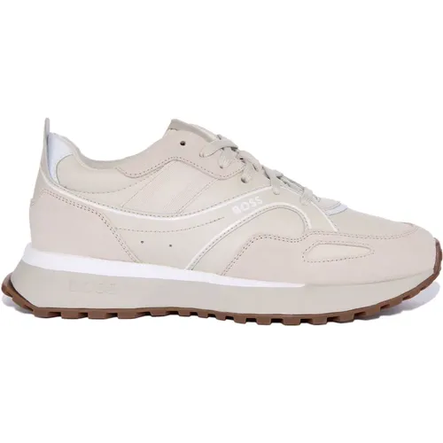 Sporty Cream Runner Shoes , male, Sizes: 6 UK, 12 UK - Boss - Modalova