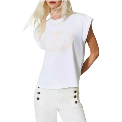 Oval T-Shirt with Aletta Sleeves , female, Sizes: M - Twinset - Modalova