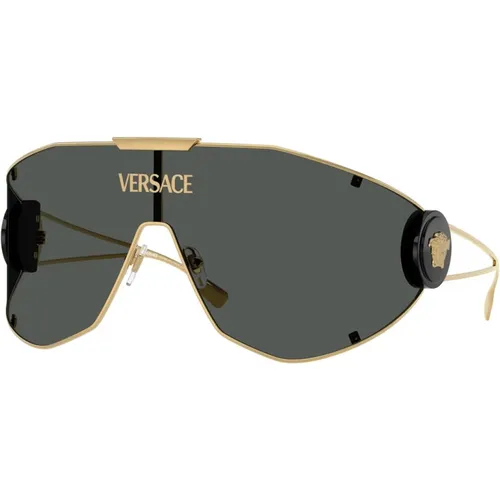 Stylish Sunglasses with Dark Grey Lenses , unisex, Sizes: 42 MM - Versace - Modalova