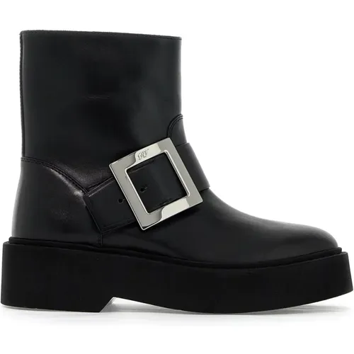 Leather Ankle Boots with Metal Buckle , female, Sizes: 5 UK, 3 UK, 4 UK, 6 UK - Roger Vivier - Modalova