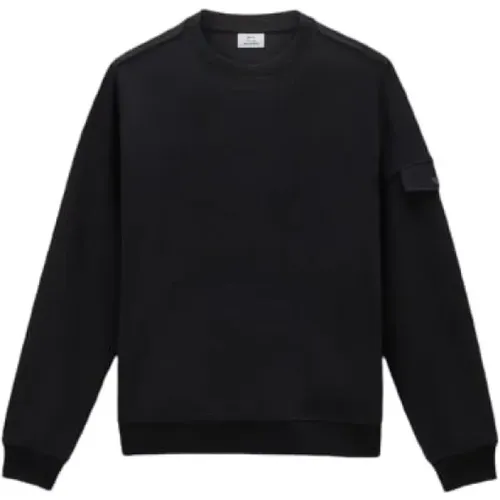 Schwarzer Leichter Fleece-Sweatshirt , Herren, Größe: S - Woolrich - Modalova