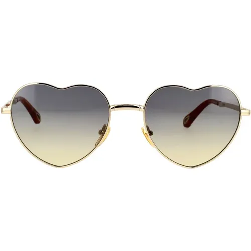 Foldable Heart-shaped Sunglasses with Gradient Lenses , female, Sizes: 59 MM - Chloé - Modalova