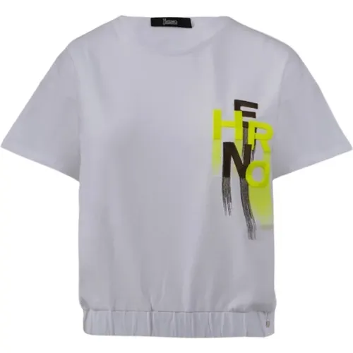 Stilvolles T-Shirt mit elastischem Saum , Damen, Größe: 2XS - Herno - Modalova
