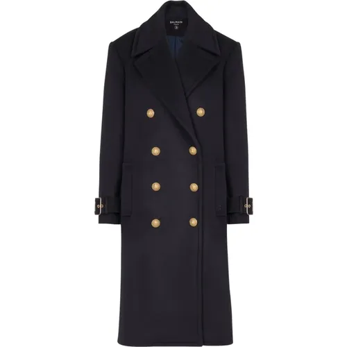 Oversize Mantel mit überkreuzter Knopfleiste - Balmain - Modalova