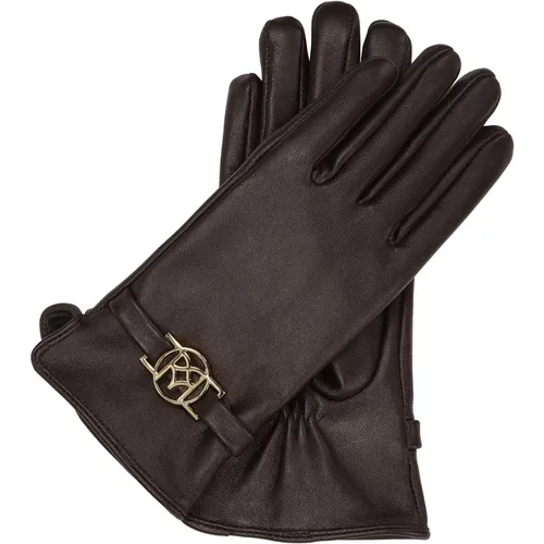 Braune Lederhandschuhe mit Monogramm - Kazar - Modalova