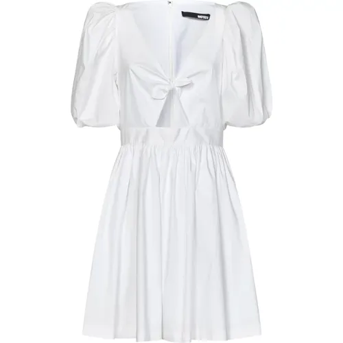 Weiße Baumwollmischung Puffärmel Kleid , Damen, Größe: L - Rotate Birger Christensen - Modalova
