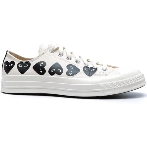 Heart Sneakers Cotton Low Lace , male, Sizes: 3 UK, 11 UK, 8 1/2 UK, 5 UK, 6 UK, 5 1/2 UK, 9 UK, 7 UK, 8 UK, 10 UK, 4 UK, 12 UK - Comme des Garçons Play - Modalova