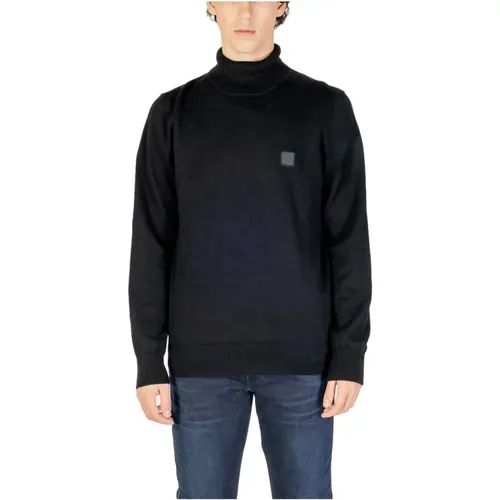 Schwarzer Baumwoll-Kaschmir-Strickpullover , Herren, Größe: XS - Hugo Boss - Modalova