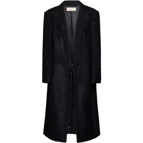 Felted Single-Breasted Long Coat , female, Sizes: M - Blanca Vita - Modalova