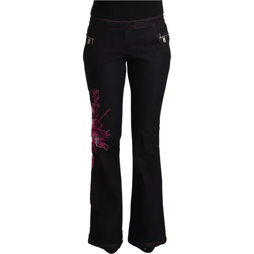 Schwarze Flared Denim Jeans , Damen, Größe: 2XS - Exte - Modalova